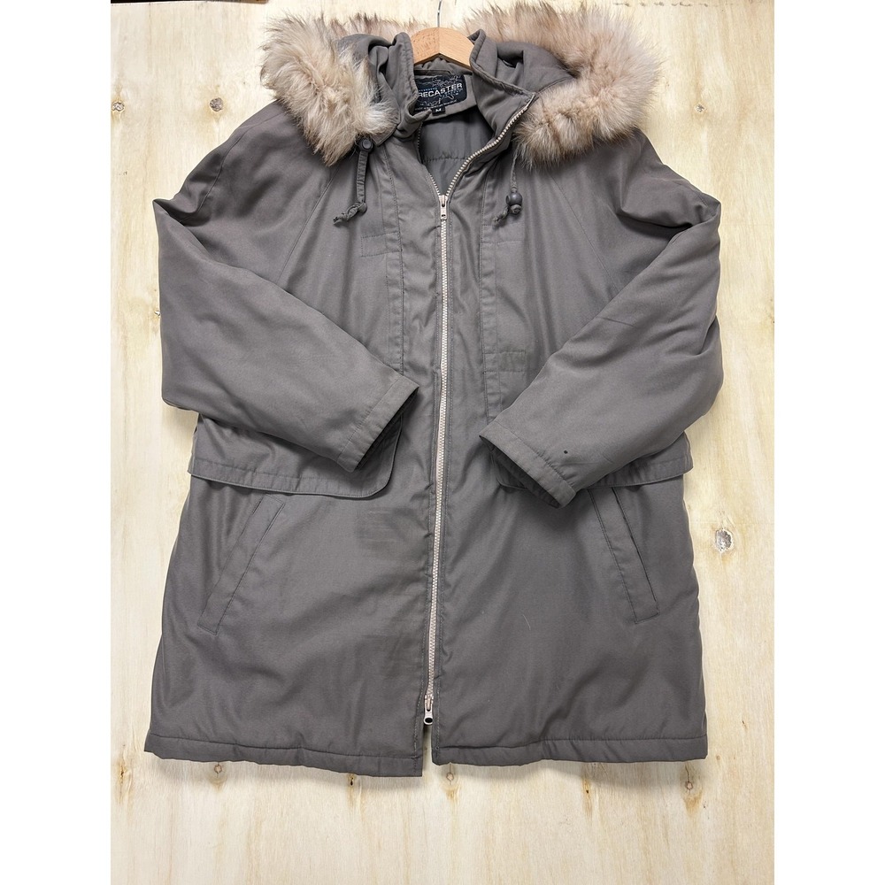 Forecaster Sport Coat Womens M Brown Hooded Fur Trim Mid-Length Insulated Parka